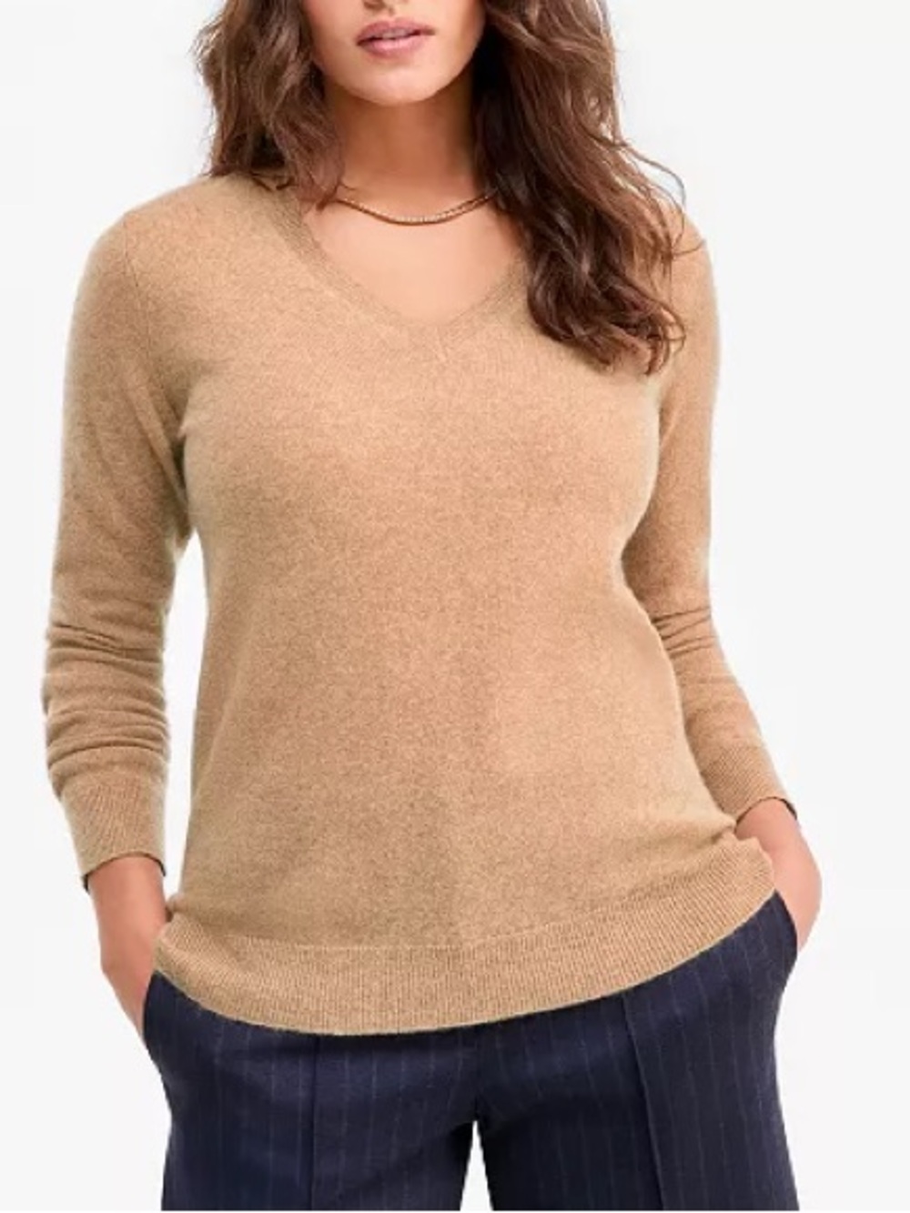 Charter Club Camel Cashmere V-Neck Sweater Size Medium